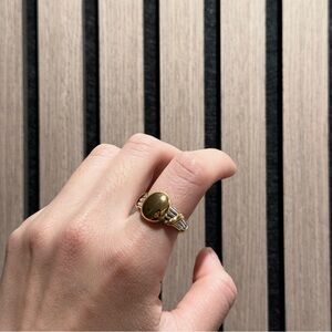 Amulet Oval Signet Ring in two tone sterling silver